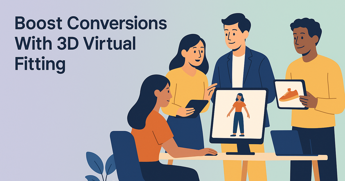 Fashion startup team leverages 3D virtual try-on tech in a clean workspace to streamline fitting and boost conversions.